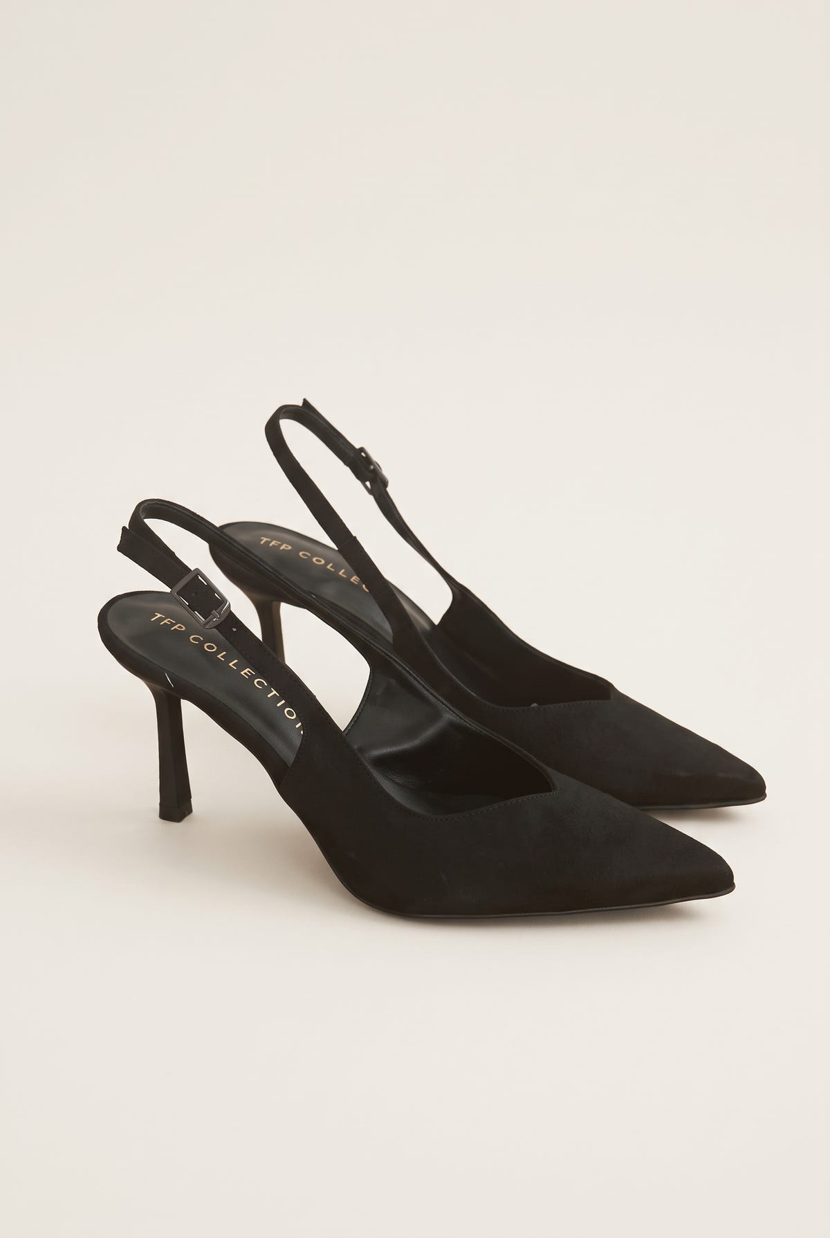 Γόβες στιλέτο Slingback μυτερές - Μαύρο Σουέντ