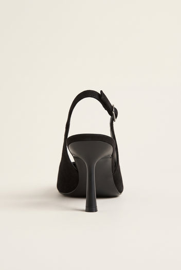 Γόβες στιλέτο Slingback μυτερές - Μαύρο Σουέντ