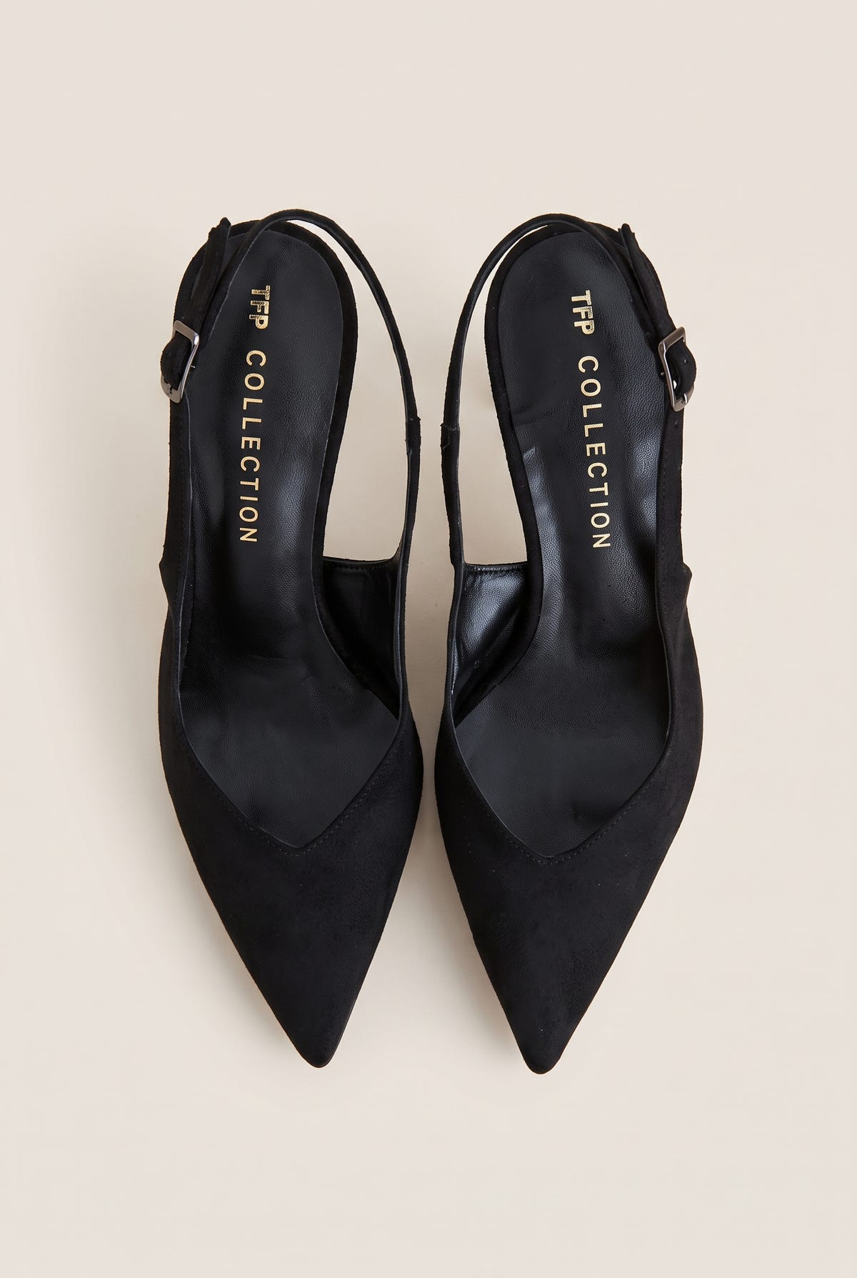Γόβες στιλέτο Slingback μυτερές - Μαύρο Σουέντ