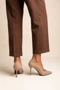 Stiletto Pumps Pointed Toe - Taupe Suede