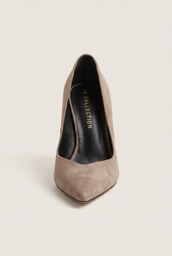 Stiletto Pumps Pointed Toe - Taupe Suede