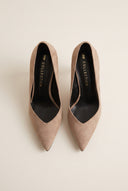 Stiletto Pumps Pointed Toe - Taupe Suede