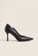 Stiletto Pumps Pointed Toe Scallop - Black Matte