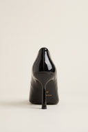 Stiletto Pumps Pointed Toe Scallop - Black Patent