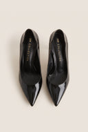 Stiletto Pumps Pointed Toe Scallop - Black Patent