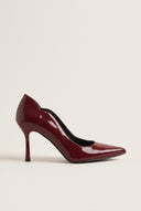 Stiletto Pumps Pointed Toe Scallop - Bordeaux Patent