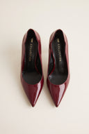 Stiletto Pumps Pointed Toe Scallop - Bordeaux Patent