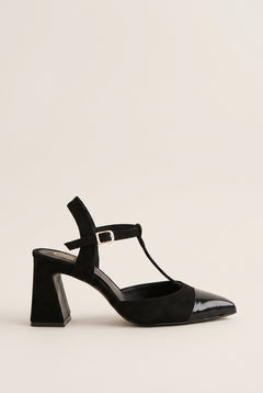 Black Suede Patent