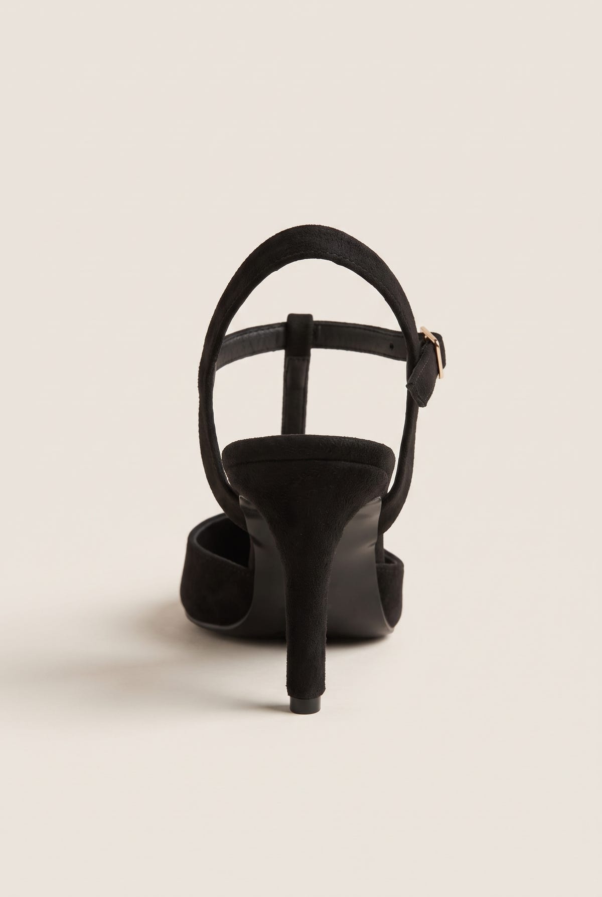 Stiletto Pumps T-Strap Pointed Toe - Black Suede Patent