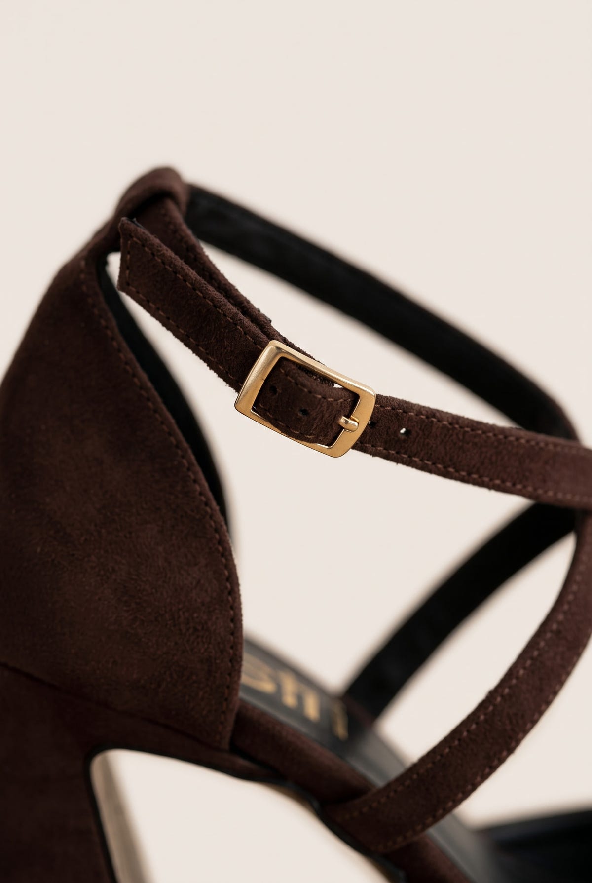 Block Heel Pumps Crossover Strap - Brown Suede