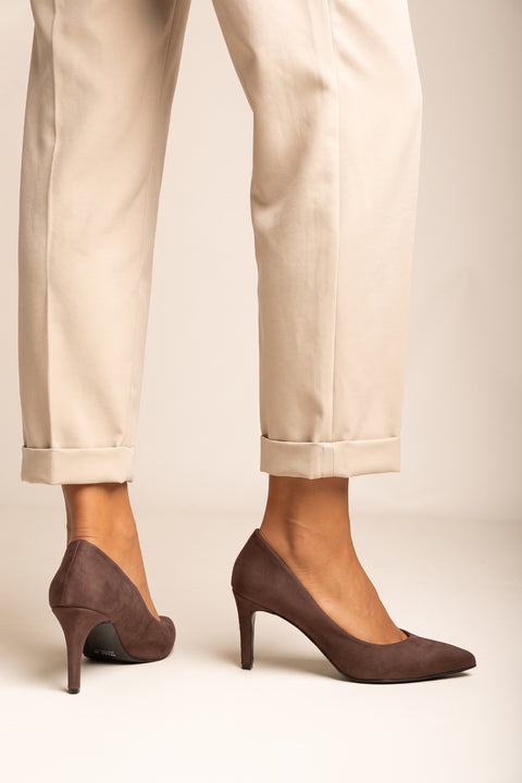 Stiletto Pumps Pointed Toe - Brown Suede