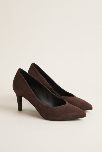 Stiletto Pumps Pointed Toe - Brown Suede