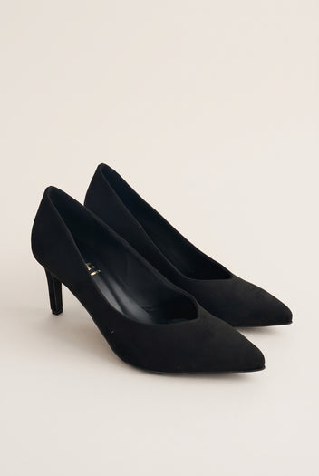 Stiletto Pumps Pointed Toe - Black Suede
