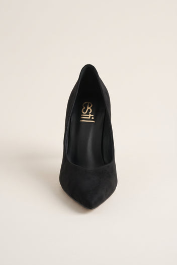 Stiletto Pumps Pointed Toe - Black Suede