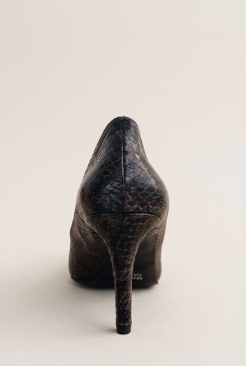 Stiletto Pumps Pointed Toe - Brown Snake Print