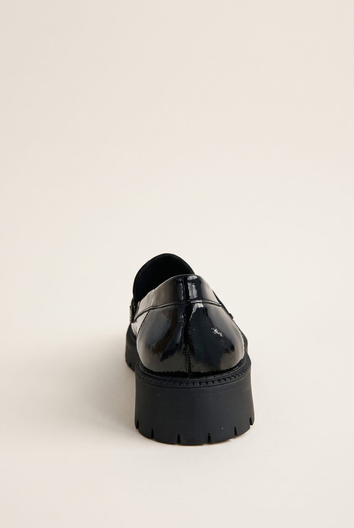 Chunky Sole Loafers Metallic Detail - Black Patent