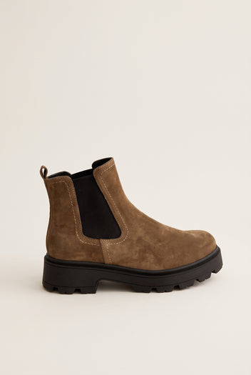 Chelsea Ankle Boots Round Toe - Taupe Suede