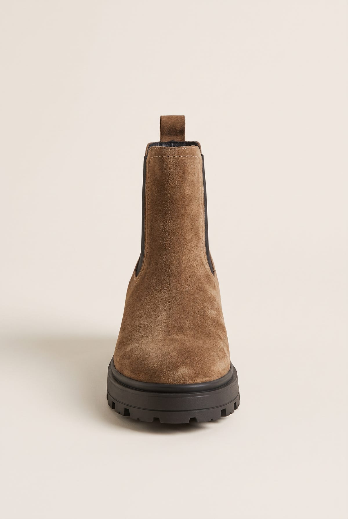 Chelsea Ankle Boots Round Toe - Taupe Suede