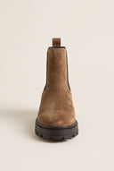 Chelsea Ankle Boots Round Toe - Taupe Suede