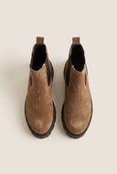 Chelsea Ankle Boots Round Toe - Taupe Suede
