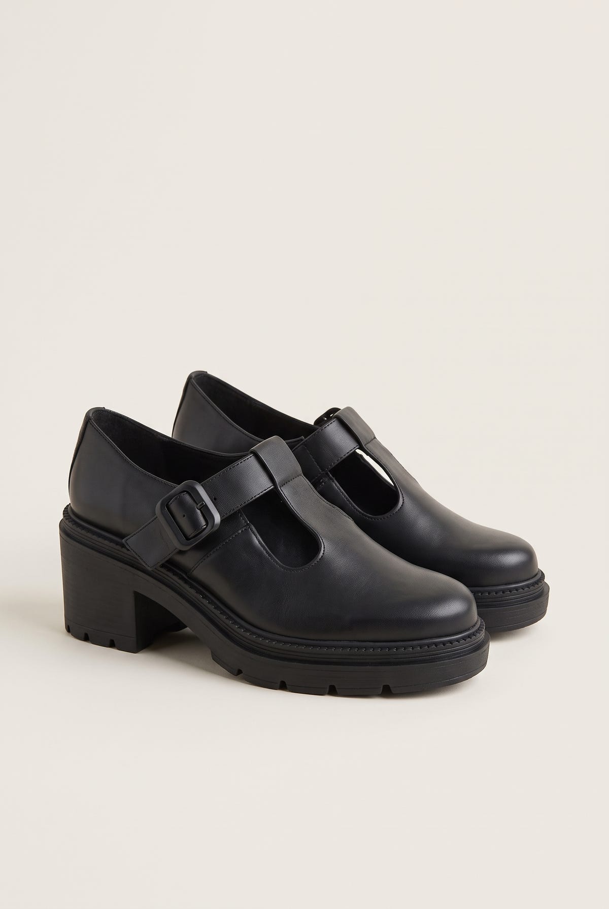 Mary Jane Pumps Chunky Sole - Black Matte