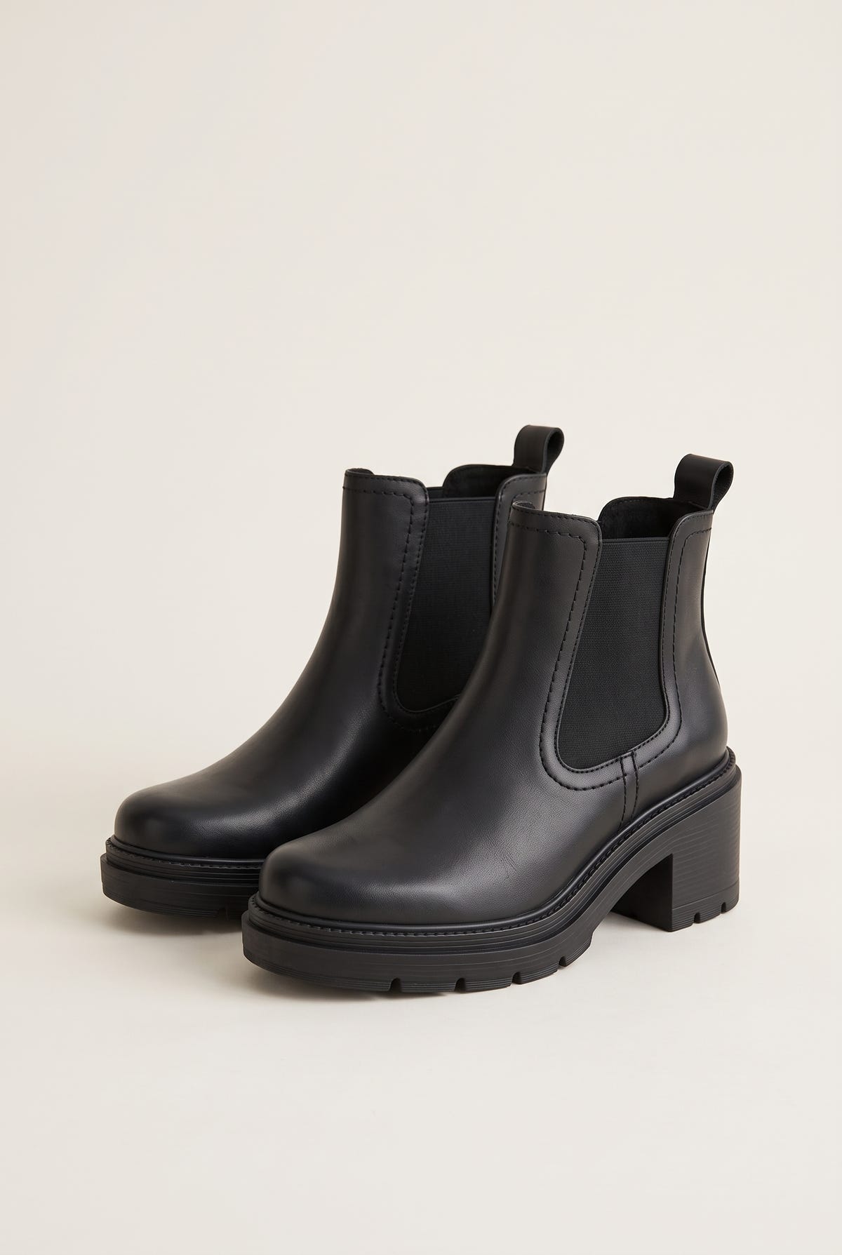 Chelsea Ankle Boots Block Heel - Black Matte