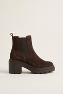 Chelsea Ankle Boots Block Heel - Brown Suede