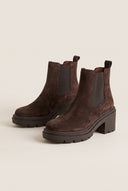 Chelsea Ankle Boots Block Heel - Brown Suede