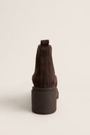 Chelsea Ankle Boots Block Heel - Brown Suede