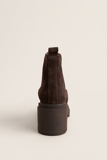 Chelsea Ankle Boots Block Heel - Brown Suede