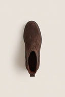 Chelsea Ankle Boots Block Heel - Brown Suede