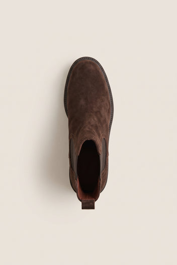 Chelsea Ankle Boots Block Heel - Brown Suede