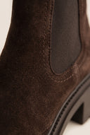 Chelsea Ankle Boots Block Heel - Brown Suede