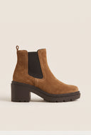 Chelsea Ankle Boots Block Heel - Taupe Suede