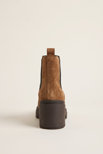 Chelsea Ankle Boots Block Heel - Taupe Suede