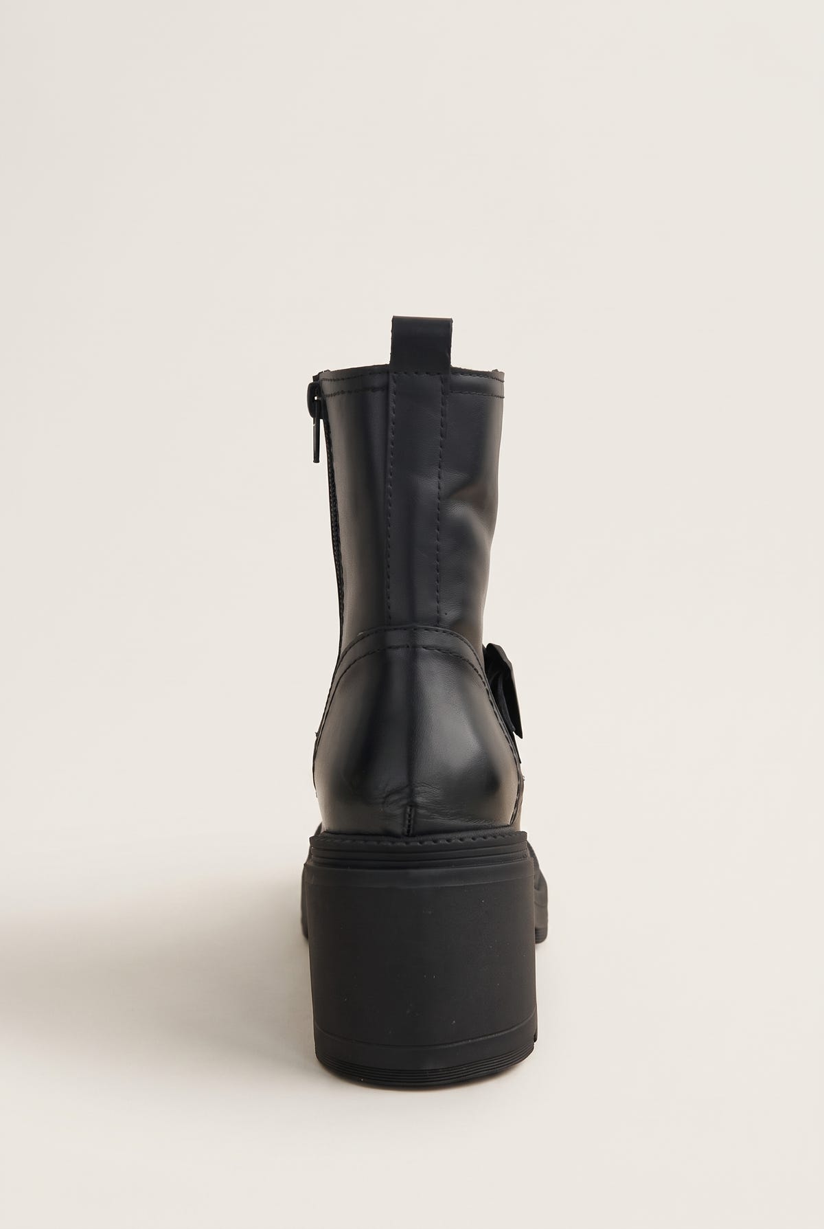 Biker Ankle Boots Block Heel - Black Matte