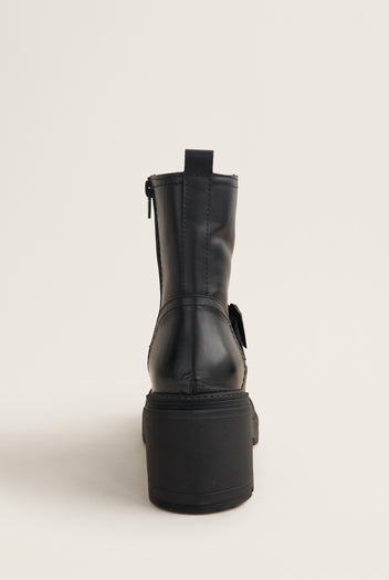 Biker Ankle Boots Block Heel - Black Matte