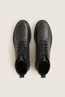 Lace Up Ankle Boots Block Heel - Black Matte