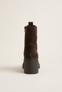 Lace Up Ankle Boots Block Heel - Brown Suede