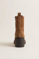Lace Up Ankle Boots Block Heel - Taupe Suede