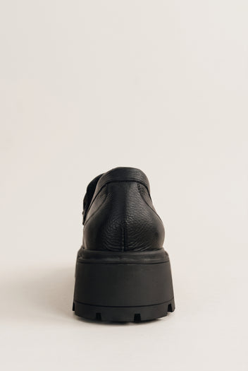 Chunky Sole Loafers Metallic Detail - Black Matte