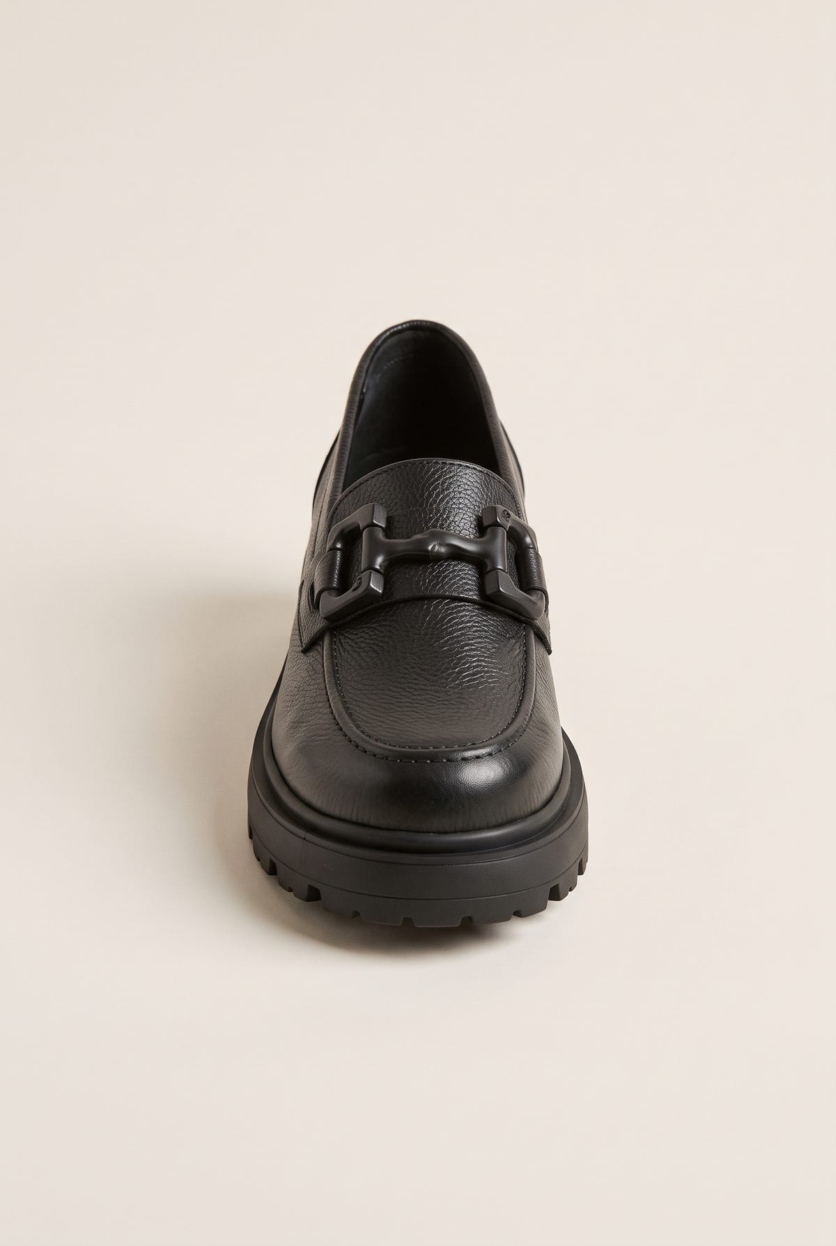 Chunky Sole Loafers Metallic Detail - Black Matte