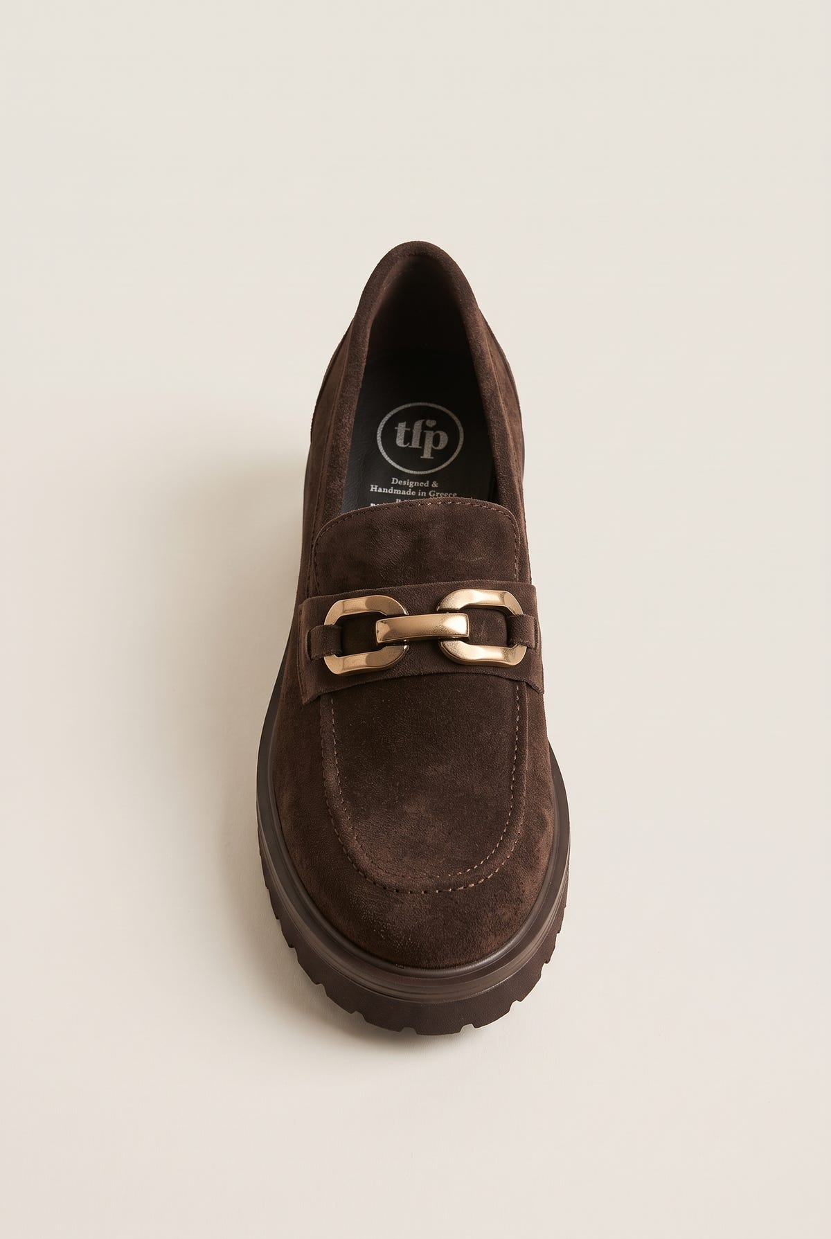 Chunky Sole Loafers Horsebit Detail - Brown Suede