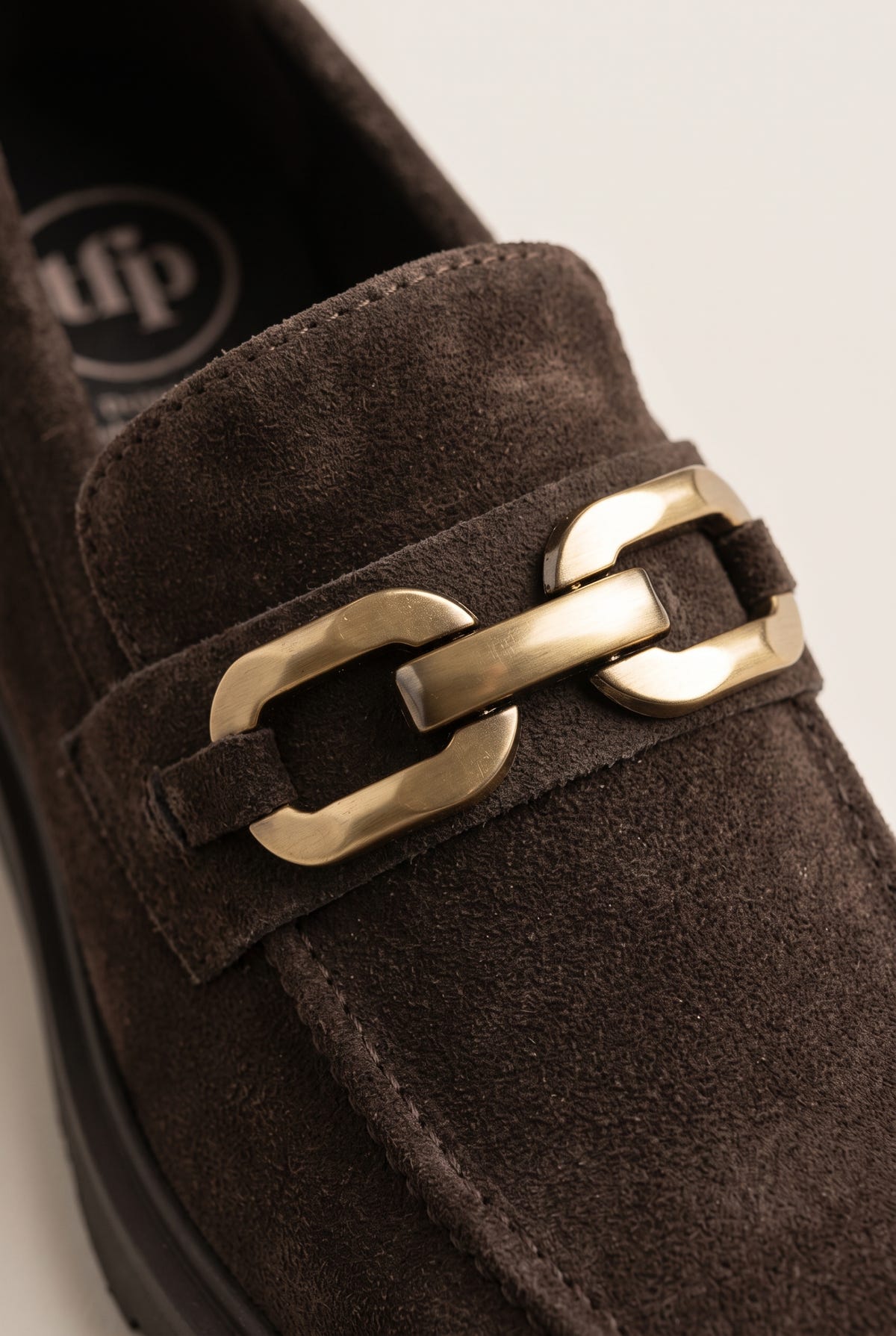 Chunky Sole Loafers Horsebit Detail - Brown Suede