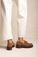 Chunky Sole Loafers Horsebit Detail - Taupe Suede