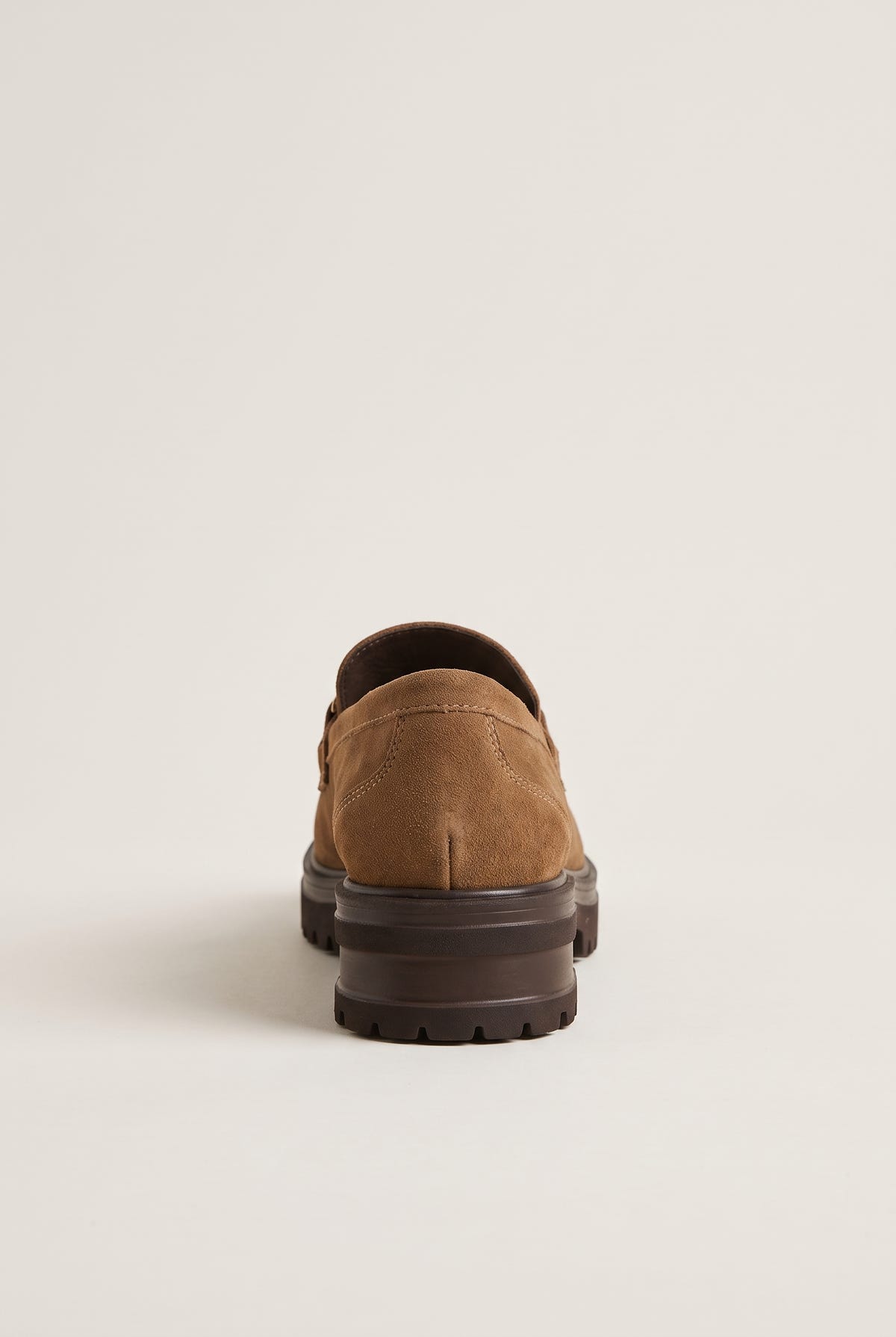 Chunky Sole Loafers Horsebit Detail - Taupe Suede