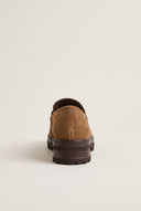 Chunky Sole Loafers Horsebit Detail - Taupe Suede
