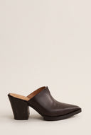 Block Heel Mules Pointed Toe - Brown Matte