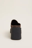 Platform Clogs Block Heel - Brown Suede