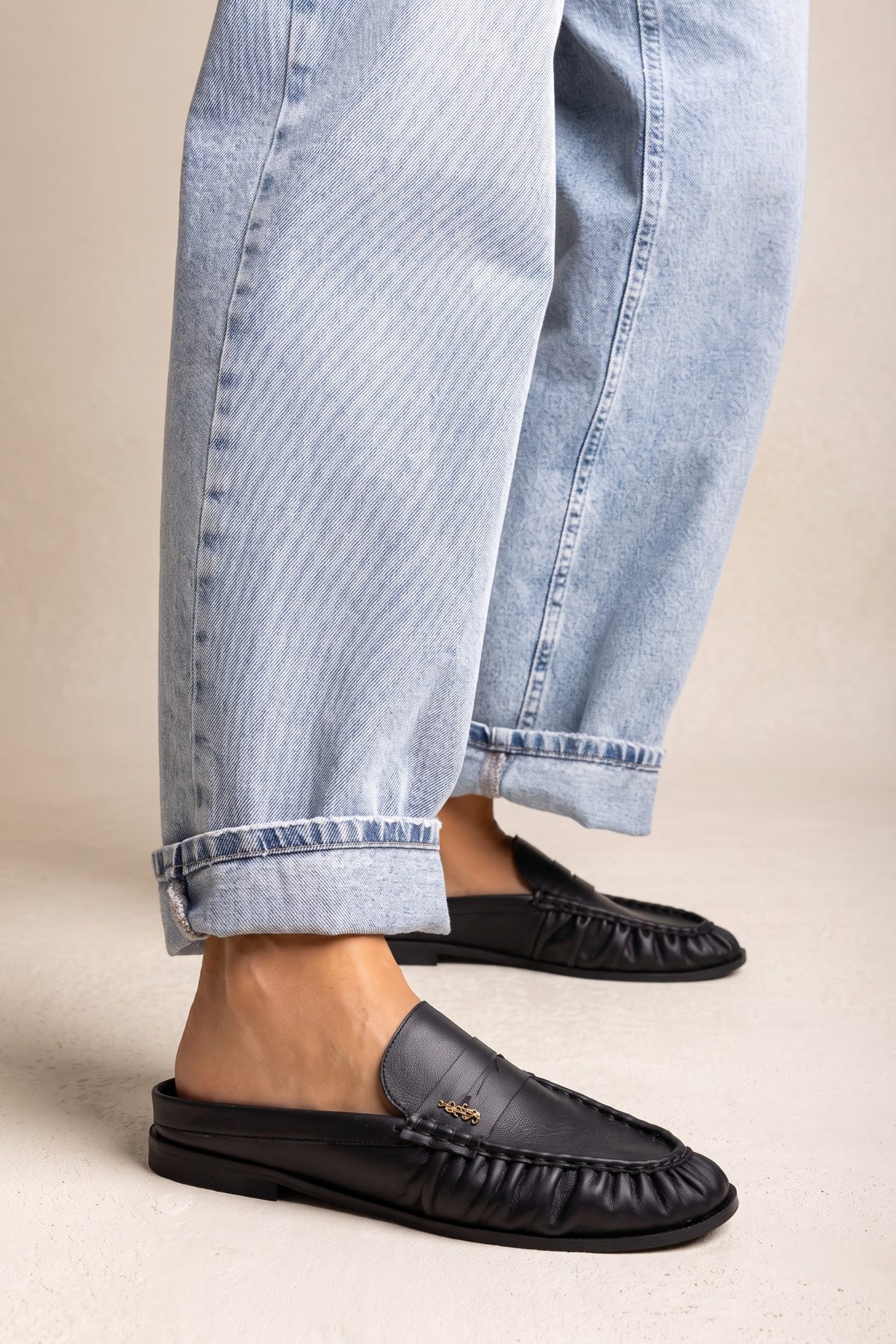 Φλατ Mules Penny Loafer - Μαύρο Ματ
